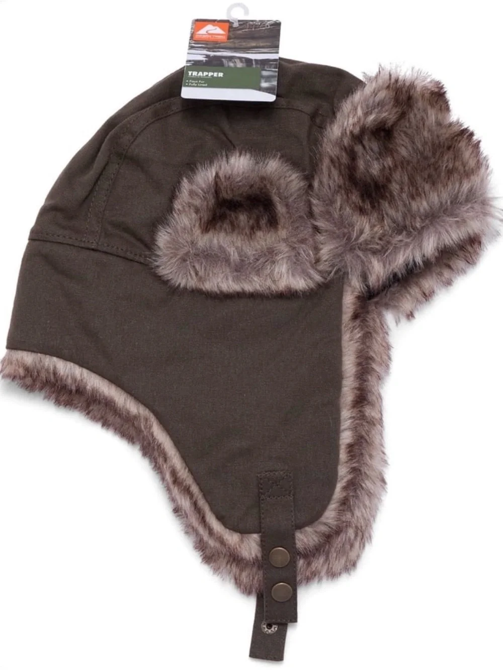 BRAND NEW  Trapper Hat with Faux Fur - Brown